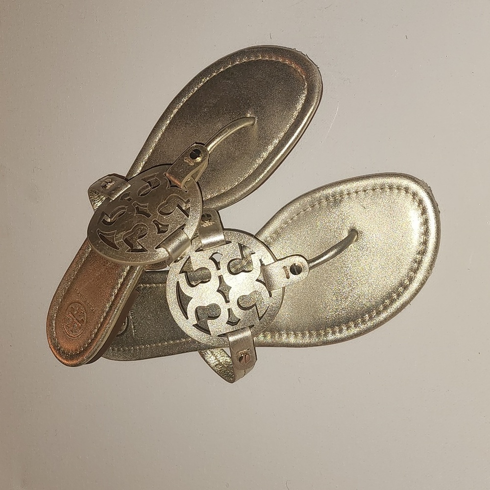 Tory Burch size 10 Miller Gold Sandals EUC